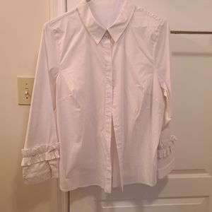 Eloquii size 20 button up with ruffle sleeve detai